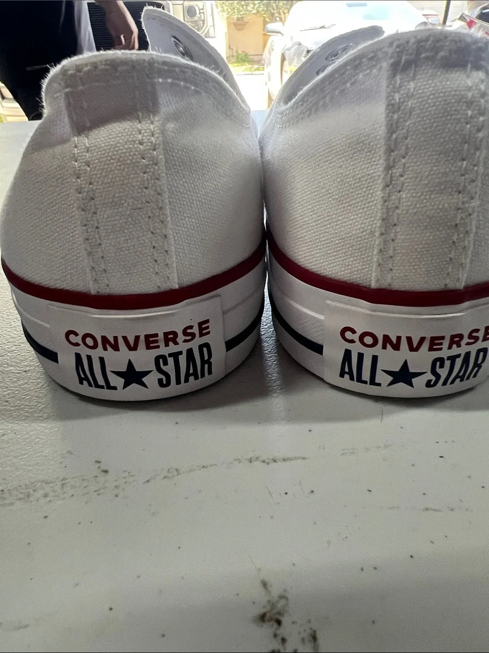 Converse Chuck Taylor All-Star White Low-Top Sneakers with Red & Navy Accents - Picture 2 of 8
